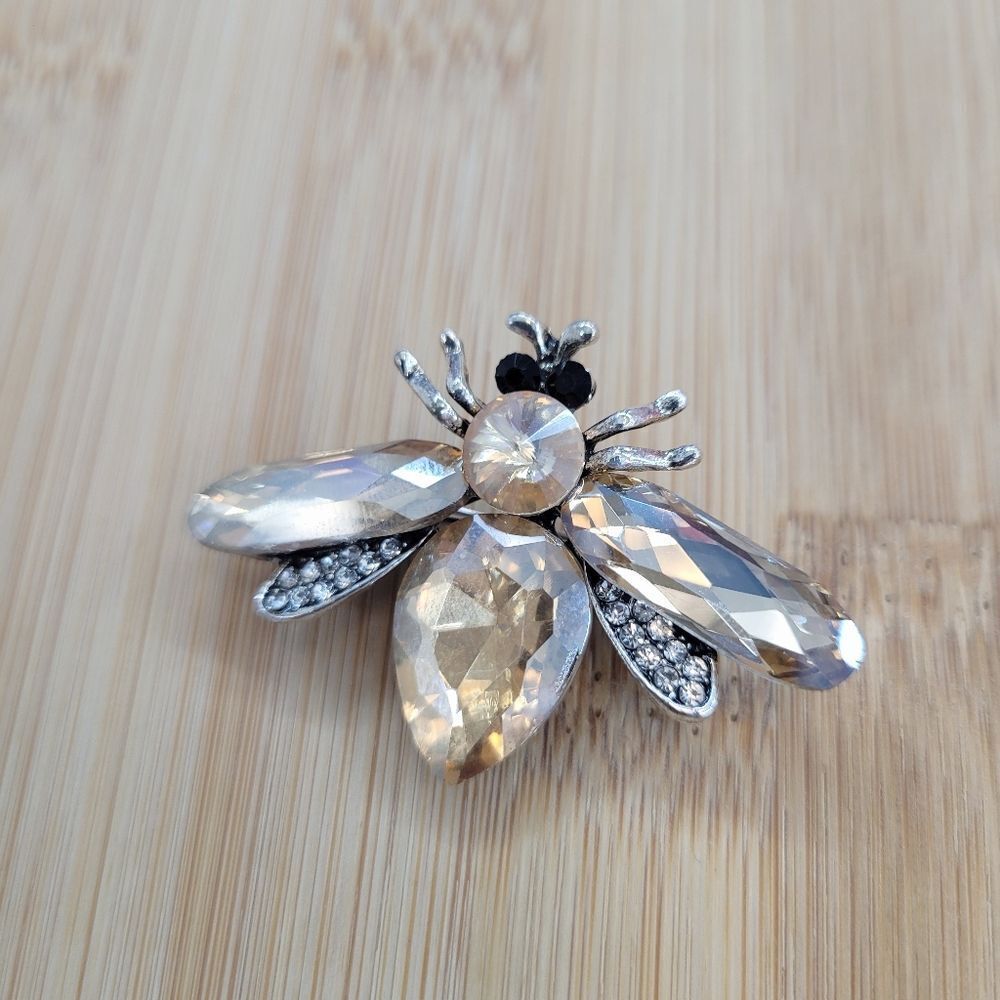 Brand New 2 In 1 Brown Bee Rhinestone Brooch Pin & Pendant